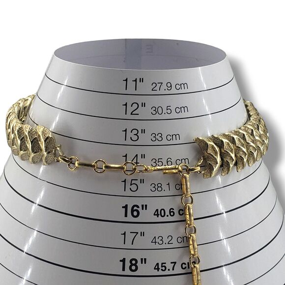 Coro Gold Tone Chunky Link Choker Necklace Statement MCM Retro Glam Adjustable - Picture 6 of 14